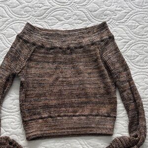 Free People Brown Off-the-Shoulder Sweater